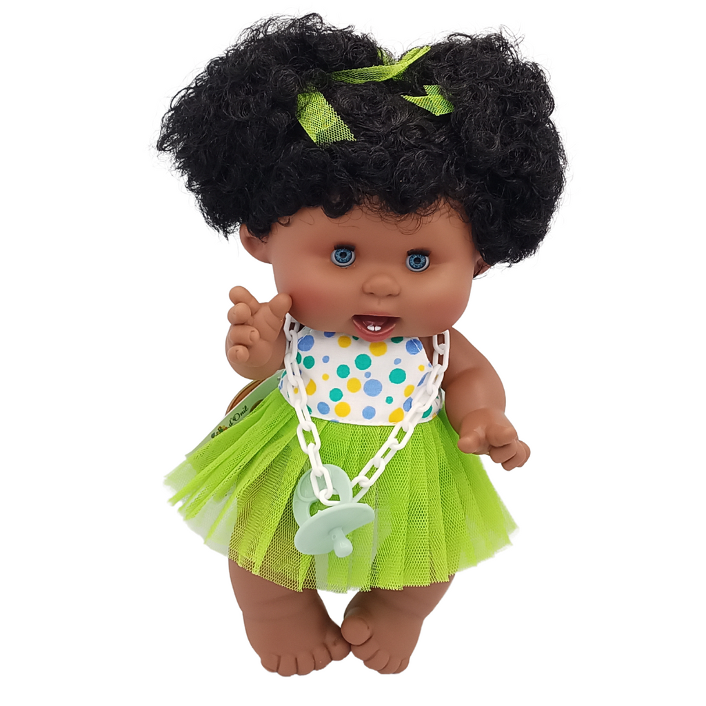 Doll Sonya - Black Hair Ponytail, Dotted Dress