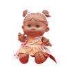 Caroline - Hair Up In Two Ponyails, White Dress With Orange Stripes, Blinking Eyes