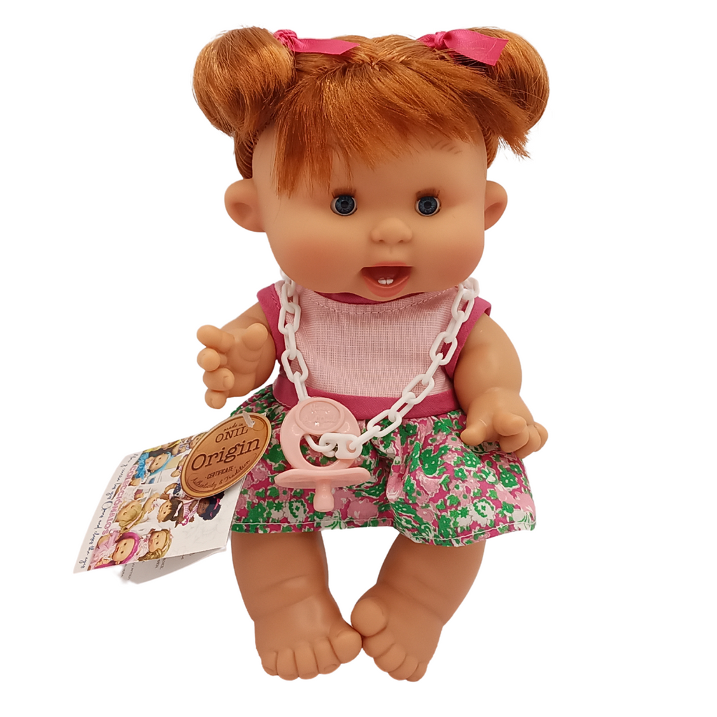 Doll Holly - Red Hair Ponytail, Pink Flowers Dress