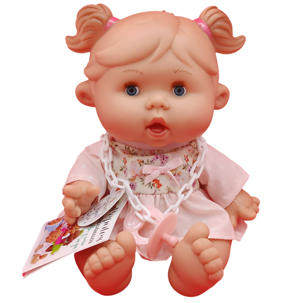 Pepotes Rose - Hair Up In Two Ponytails, Light Pink Dress With Flowers, Blinking Eyes